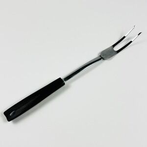 Ekco Stainless Meat Carving Serving Fork Black Plastic Handle USA - 11 3/8"